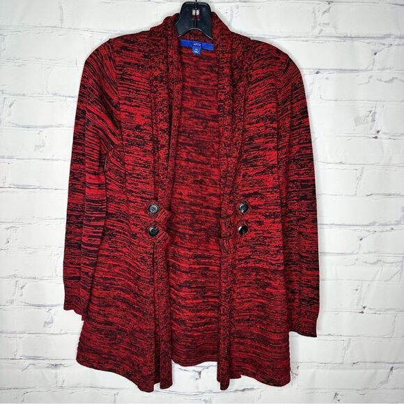 Apt 9 petite XS or Small red & black cardigan - Picture 1 of 6